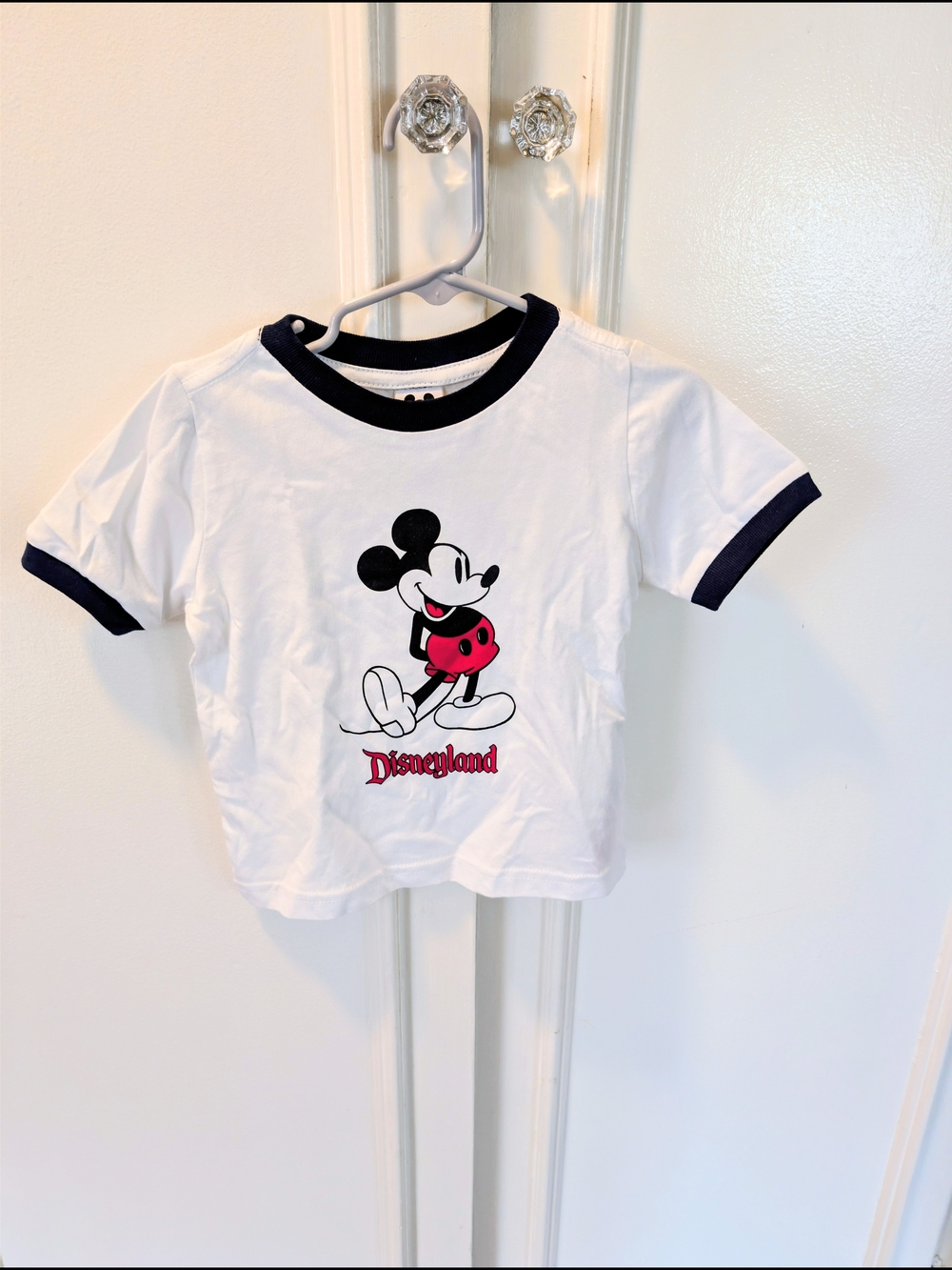 Disneyland Kids White & Black Ringer Tee with Mickey Graphic